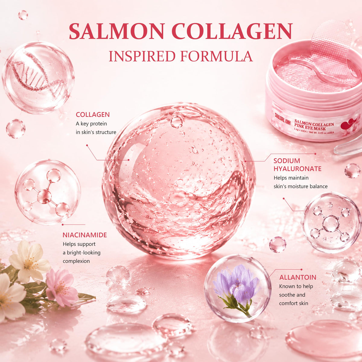 XPICZE Salmon Collagen Under Eye Masks, 60-Count Pink Hydrogel Eye Pads for Puffy Eyes & Dark Circles, Deep Hydrating K-Beauty Skincare for Firming & Fine Lines, 30 Pairs