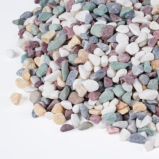 2.5 lbs Pea Gravel for Plants, Aquarium, Fish Tank, 3/8 inch Decorative Pebbles for Indoor Plants, Succulent, Bamboo, Vase, Drainage Rocks for Potted Plants, Top Dressing, Mixed Color