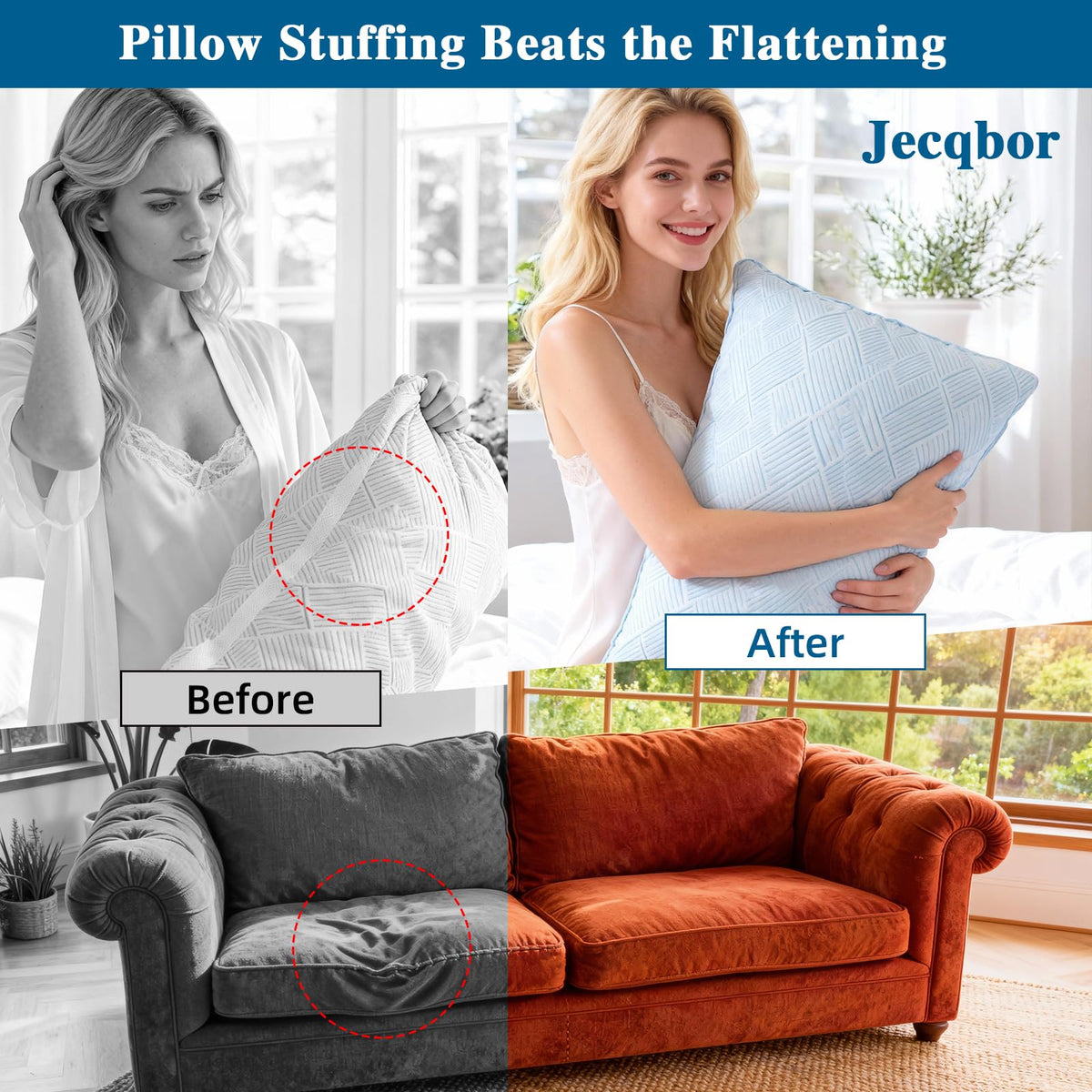 Jecqbor 4.4lbs/70.4oz Soft Polyfill Stuffing, Fluffy Pillow Stuffing Filling for Pillow, Couch Cushion, Cloud Project, Stuffed Animal, Craft, Clean Polyester Fiberfill for Crochet, Pet Bed, Plushies