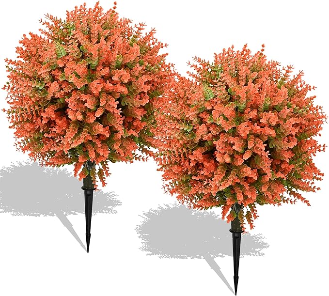 28" Artificial Boxwood Topiary Tree, UV Resistant Fall-Themed Faux Topiary for Outdoors & Indoors, Realistic Topiary Bush for Porch,Front Door, Patio,Thanksgiving & Seasonal Home Decor