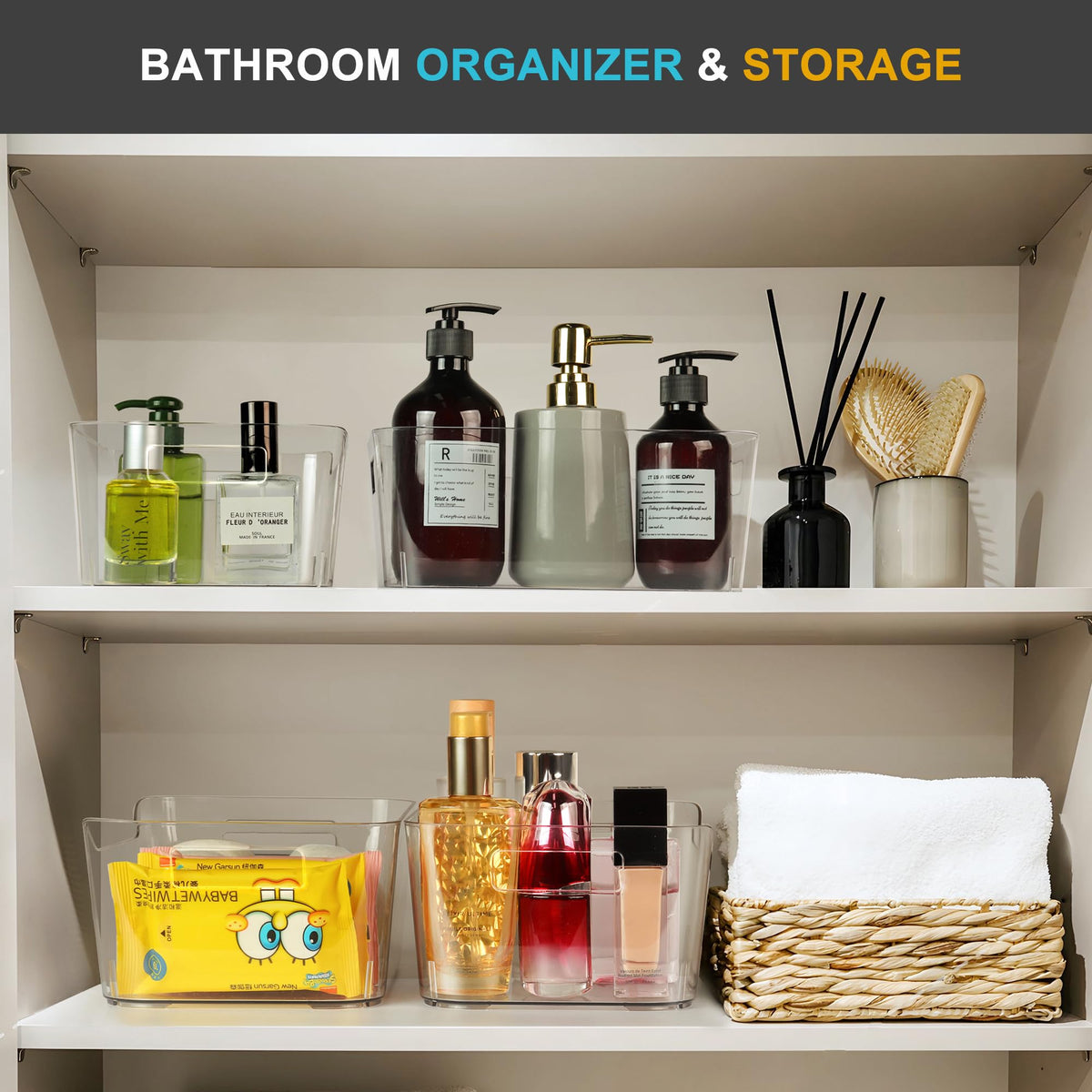 Heyuzb Pantry Organizers Storage, Clear Storage Organizer Bins 12 PACK