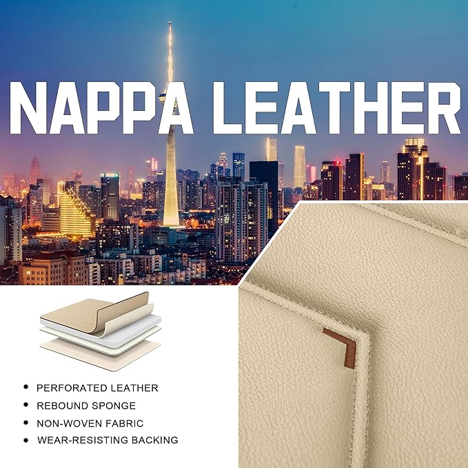 CTDS Car Seat Covers for Honda Accord 2000-2026, Stylish Sport Seat Cover, Premium Nappa Leather Car Seat Cover. Automobile Seat Covers Sets.(Luxury 5 Seats/Beige)