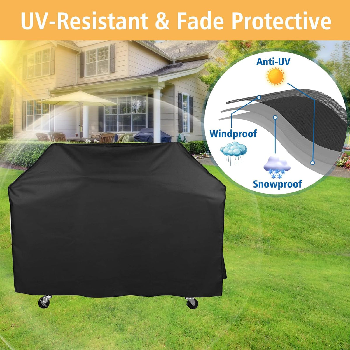 Grill Cover for Royal Gourmet Grill SG6002 ZH3002 GA5403 GA6402 CC2036F, 60 inch CR6412 Heavy Duty Waterproof UV Resistant Cover, Outdoor Barbeque Grill Accessories