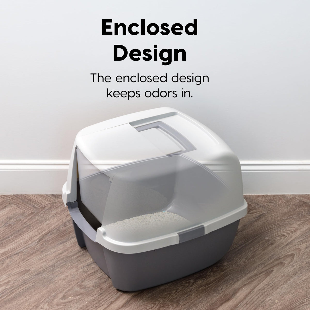IRIS USA Large Front Door Cat Litter Box, Walk-in Entry, Gray