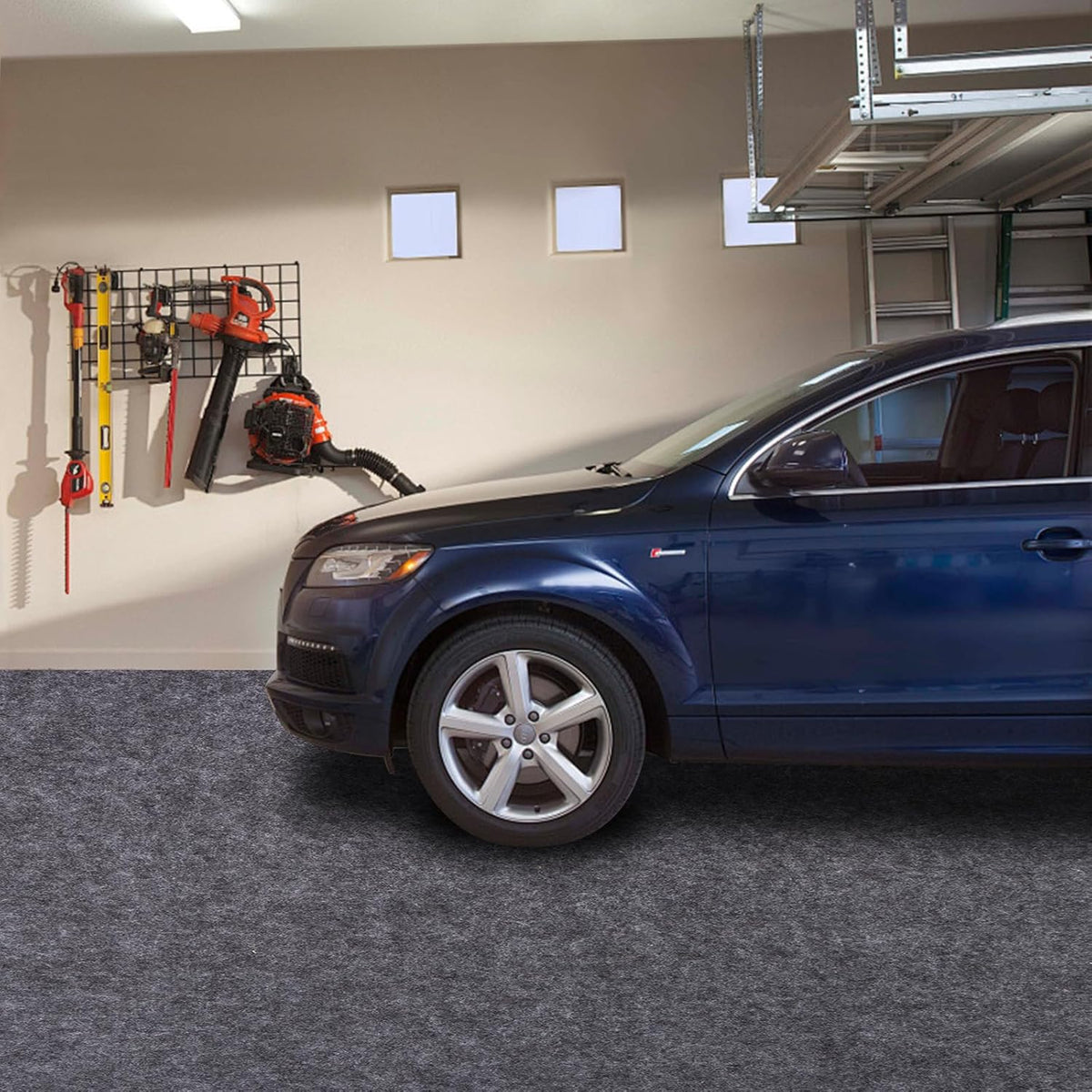 Garage Mats Oversize Garage Floor Paking Mats for Under Car, 7.4 x 17 Ft Non-Slip Gray Garage Flooring Carpets, Absorbent Oil Garage Parking Mat, Waterproof Mats