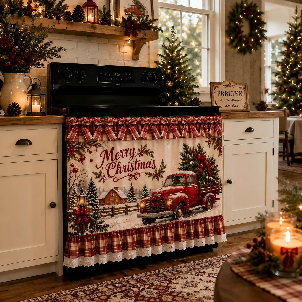 Prbltkn Oven Skirt Curtain Farmhouse Tie Top Stove Door Cover Kitchen Decor