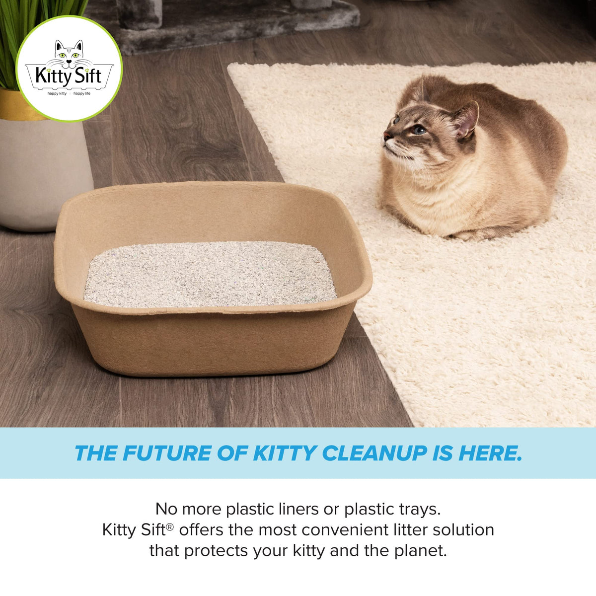 Kitty Sift Disposable Cat Litter Box Large, 6 Count, Durable Portable for Travel and Home, Eco-Friendly Disposable Litter Box Controls Odor