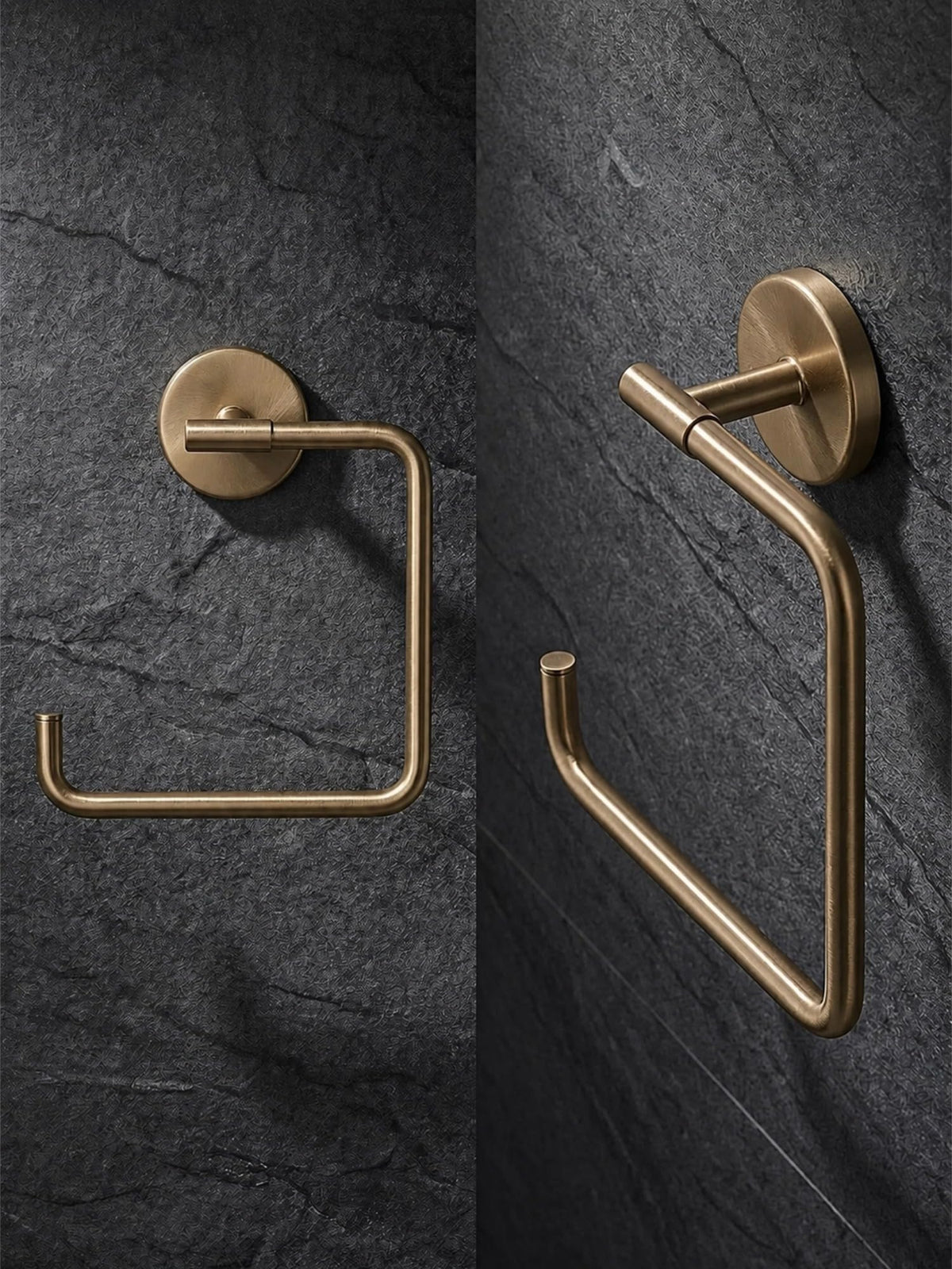 COVIXXIO Hand Towel Holder Champagne Bronze Towel Racks for Bathroom Wall Square Towel Ring Holder for Bath Towel Hanger for Kitchen, Bathroom Accessories (Squre (Screw))