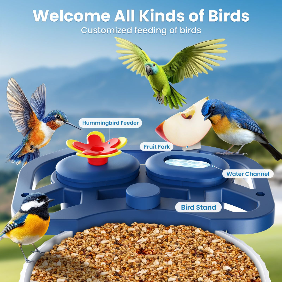 Smart Bird Feeder with 2K HD Camera Squirrel Proof Weatherproof Outdoor