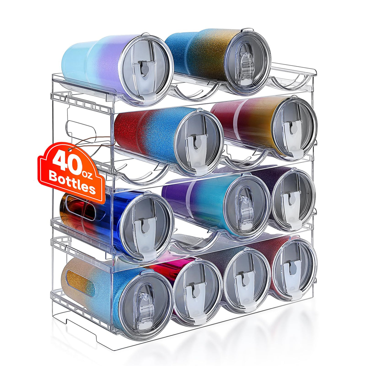 Amaoot Large Compartment Stackable Water Bottle Organizer for Cabinet