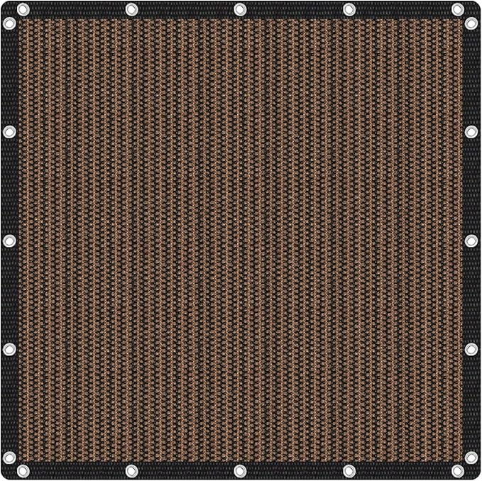VICLLAX Shade Fabric Sun Shade Cloth with Every 2 FT Grommets for Patio Garden Pergola Cover Canopy 8x8 FT, Mocha