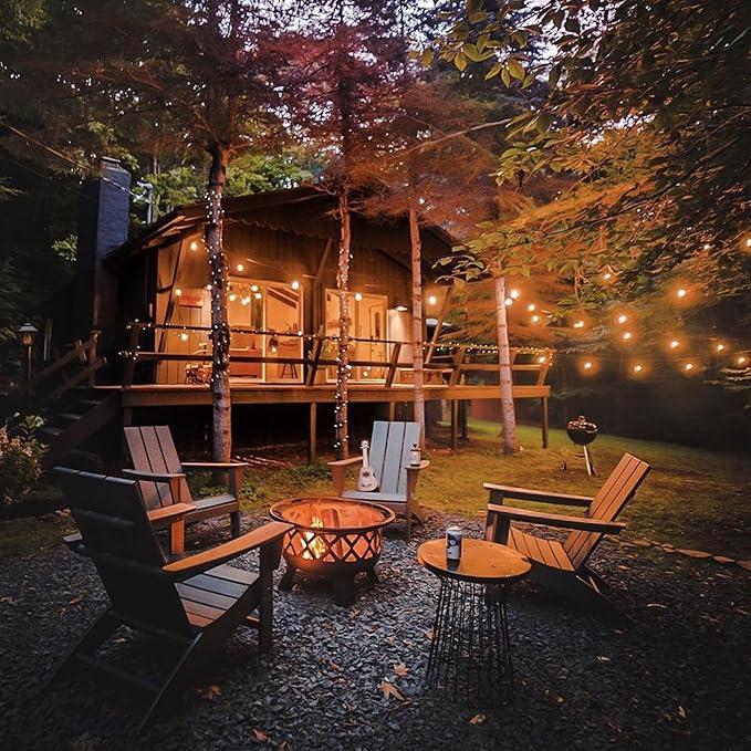 Banord White Outdoor String Lights, Commercial Grade Patio Lights with 30 1W S14 Dimmable Shatterproof LED Bulbs, Heavy Duty Hanging Lights for Outdoor, Waterproof String Lights 96ft (2x48ft)