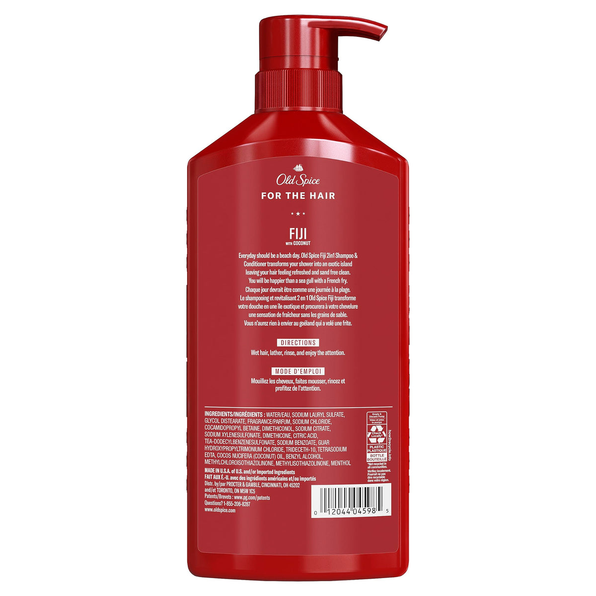 Old Spice Mens 2-in-1 Shampoo and Conditioner Set, Fiji, Coconut & Tropical Wood Scent, For All Hair Types, Healthier, Fuller, Moisturized Looking Hair, 21.9 fl oz Each, Twin Pack