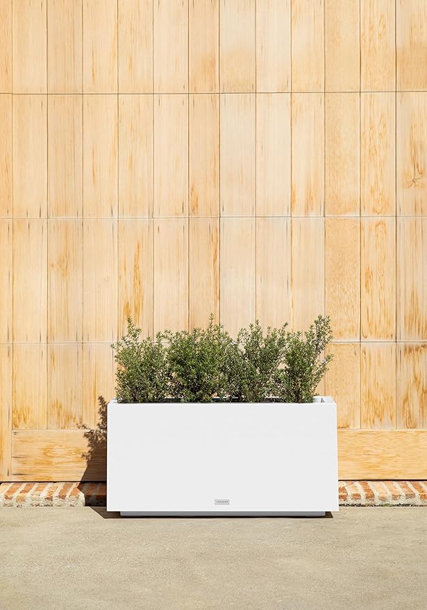 Veradek Block Series Long Box Planter - Large Rectangular Planter for Indoor or Outdoor Patio/Porch | Durable All-Weather Use with Drainage Holes | Modern Décor for Tall Plants, Flowers or Shrubs