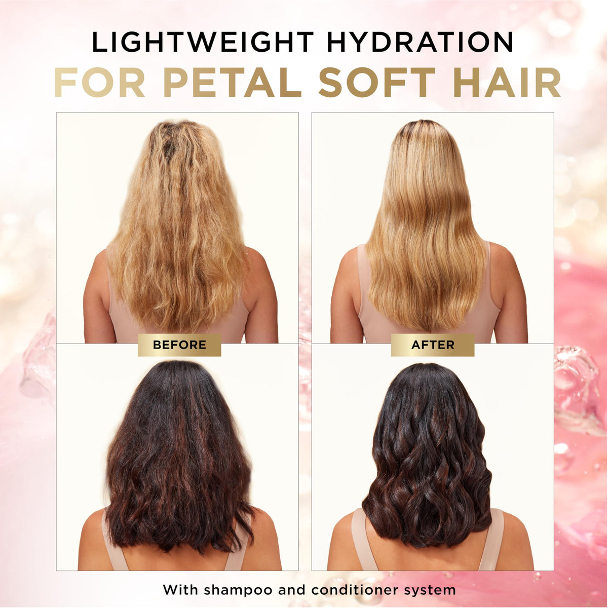 Pantene Nutrient Blends Miracle Moisture Boost Rose Water Shampoo & Conditioner Dual Pack for Dry Hair, Sulfate Free