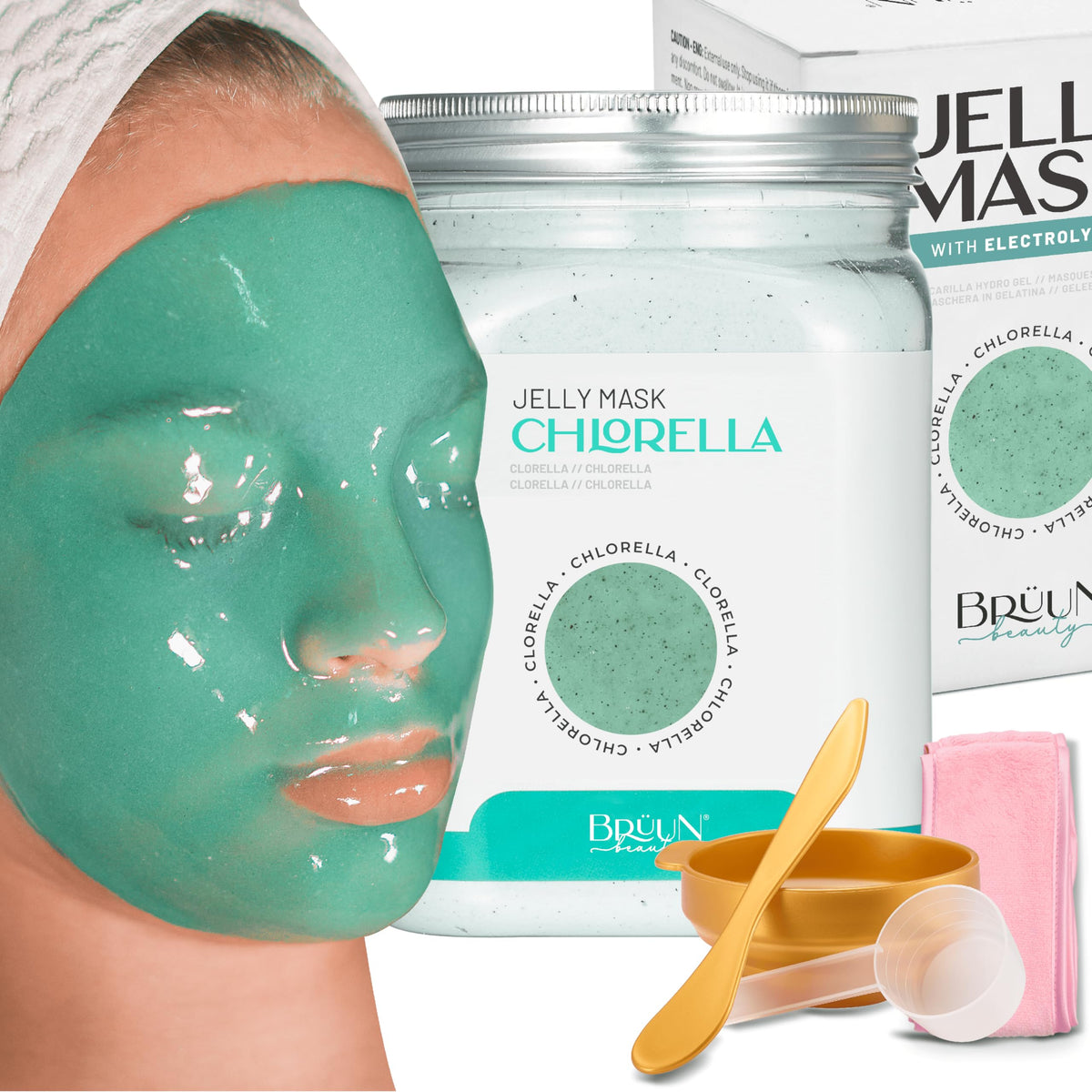 Brun Jelly Mask Jar Chlorella Peel-Off Face Care Rubber Mask - A 23 Fl Oz Skin Care Moisturizing Gel Mask Jar Spa Set For Men, W