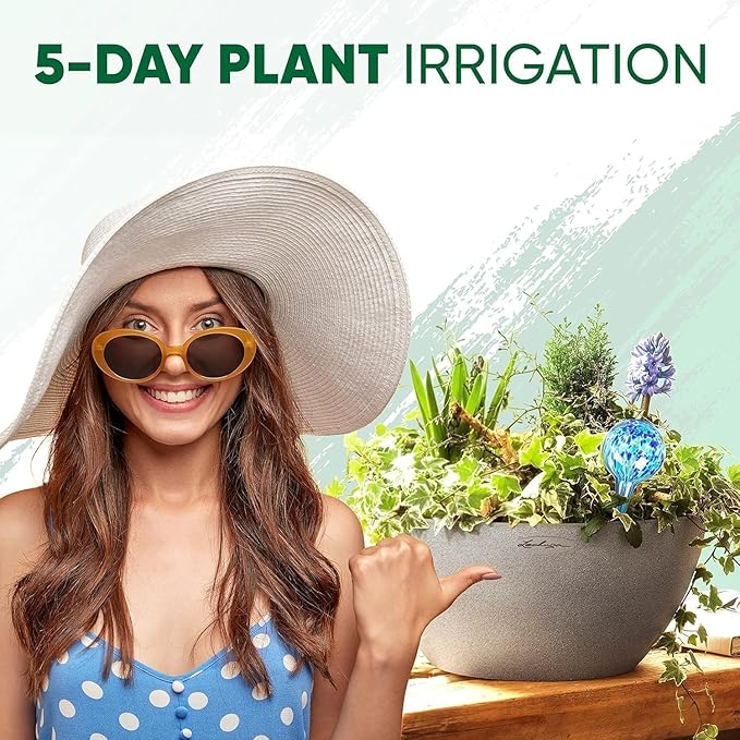 Plant Watering Globes Set of 4 - Small Self Watering Globes for Indoor & Outdoor Plants - Multicolored, Automatic, Glass Watering Bulbs for Daily Use, Plant Watering Devices