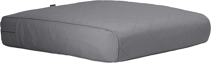 Classic Accessories Montlake FadeSafe Water-Resistant 25 x 22 x 4 Inch Wide Back Patio Quilted Lounge Cushion, Grey