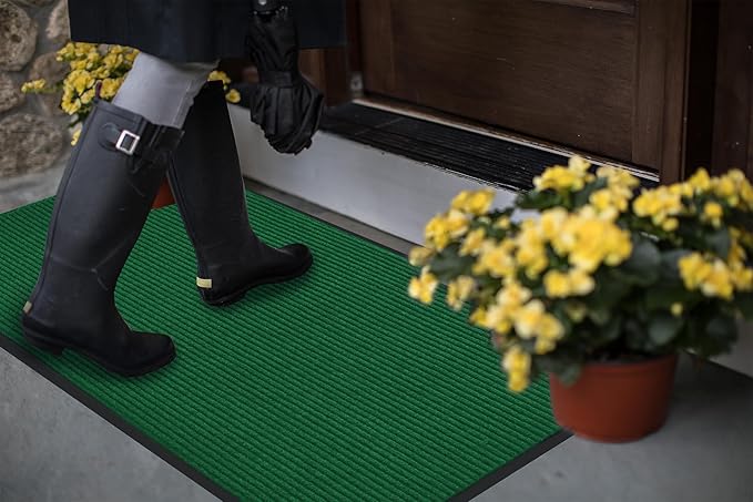 fani Heavy Duty Large Outdoor Indoor Entrance Doormat Grass Green Waterproof Low Profile Entrance Rug Front Door Mat Patio Anti-Skid Rubber Back, 31x47 inch (Grass Green)