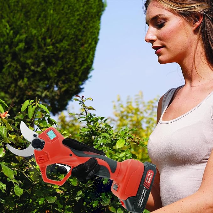 Electric Pruning Shears, 50mm 1.96" Cutting Diameter Cordless Power Pruner with 2Pcs Rechargeable Batteries, Tree Branch Cutter with SK7 High Carbon Steel Blade for Gardening Pruning