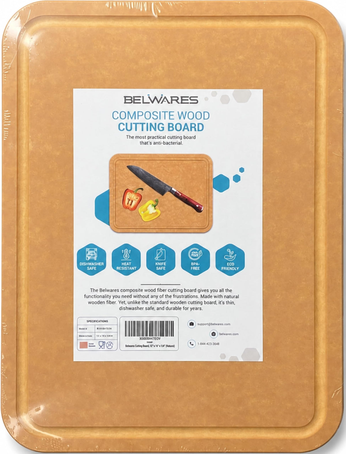 Composite Cutting Board Dishwasher Safe Non-Slip Juice Groove 14x10.5