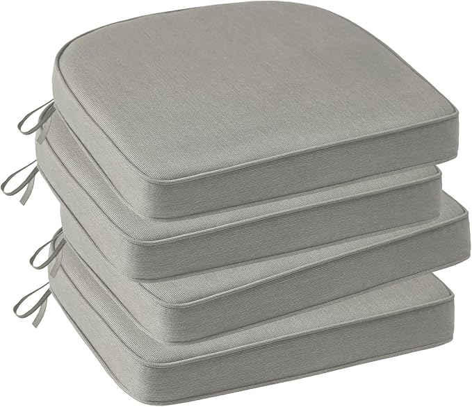 Outdoor Sunbrella Round Corner Seat Cushion, 17"x16"x2", Set of 4, Non Slip Seat Cushion Pads with Removable Cover for Patio Furniture, Garden Yard Lawn, Specrtum Pebble