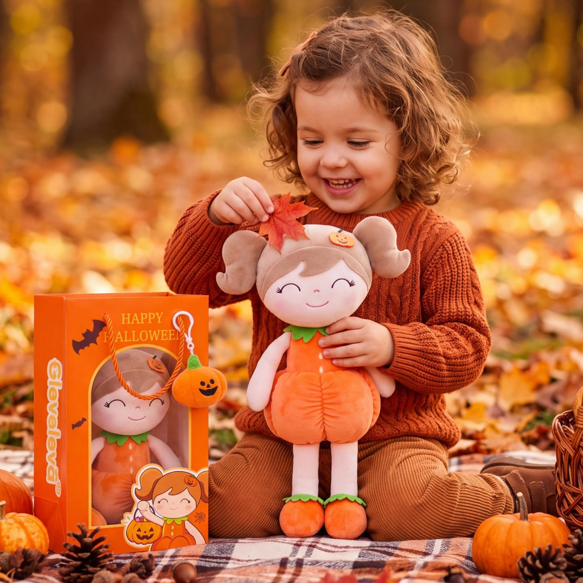Halloween Plush Toy, Trick-or-Treat Gift, Pumpkin Doll, Keychain, Gift Bag
