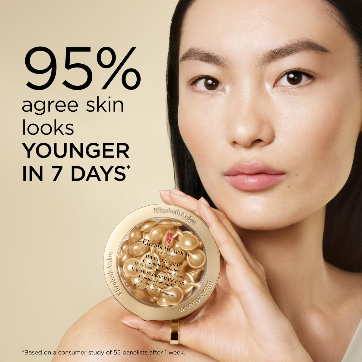 Elizabeth Arden Advanced Gold Ceramide Capsules Daily Youth Restoring Serum for Face, Anti-Aging Skin Care, 30 count