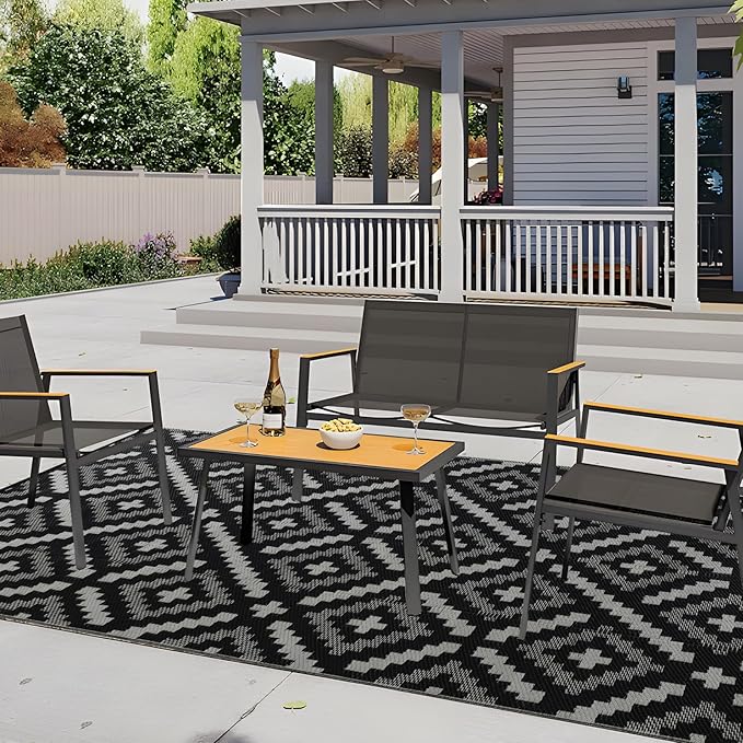Outdoor Rug 9x12 ft Waterproof, Reversible Outdoor Plastic Straw Rug for Patios Clearance, Outdoor Area Rug Carpet RV Mat for Camping Backyard Deck Porch