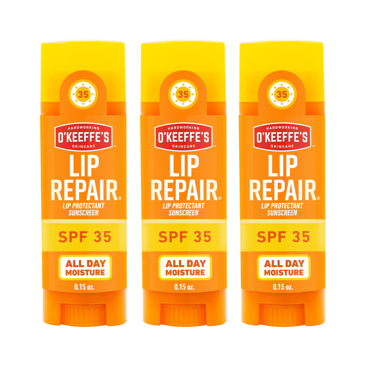 OKeeffes Lip Repair SPF 35 Balm, Moisturizer for Cracked Lips, 3-Pack