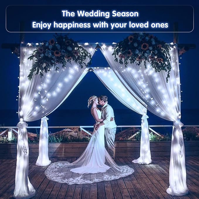 JMEXSUSS 66ft 200 LED White Christmas Lights Indoor Bedroom, Connectable White String Lights Outdoor Clear Wire, 8 Modes Twinkle String Lights Plug in for Room Tree Wedding Christmas Decoration