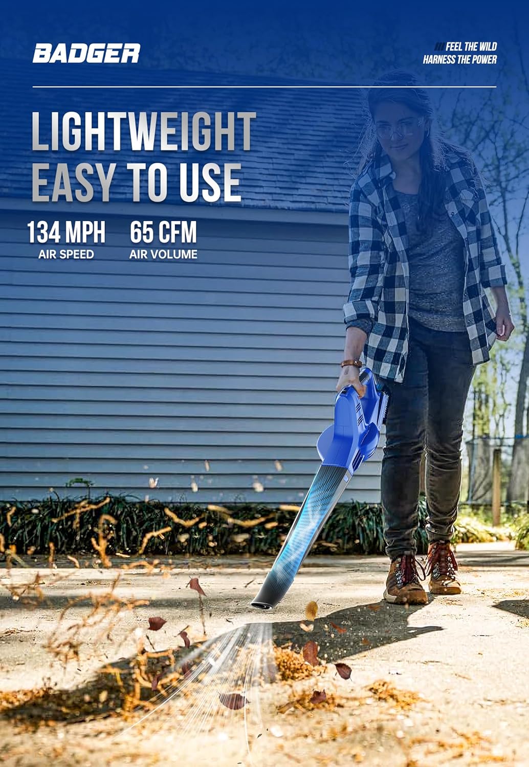 WILD BADGER POWER 20V Weed Wacker & Leaf Blower, Electric with 2 * 2Ah Battery & Charger, String Trimmer, Lightweight, Adjustable Telescopic Shaft, Easy to Use