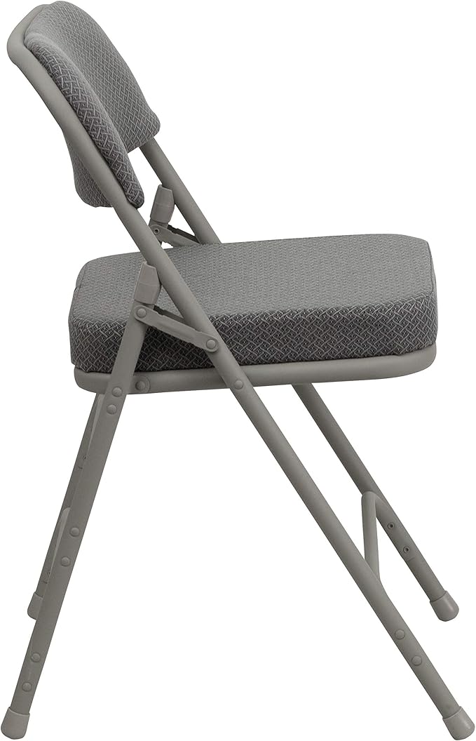 Flash Furniture Hercules Series Metal Folding Chairs with Cushioned Seat, Fabric Upholstered Event Chairs with 300-lb. Static Weight Capacity, Set of 4, Gray