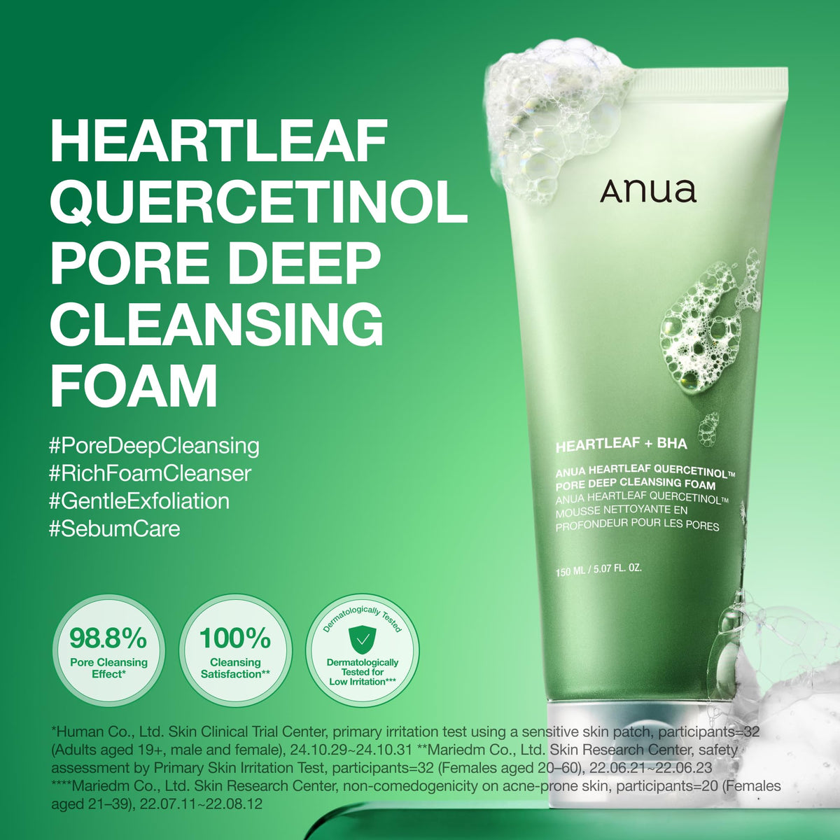 Anua Heartleaf Quercetinol Pore Deep Cleansing Foam, 5.07 fl.oz