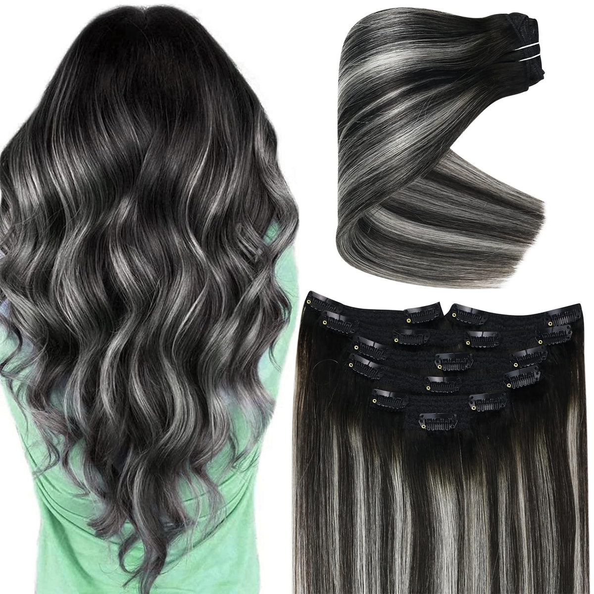 Ve Sunny Ombre Clip In Hair Extensions Real Human Hair Ombre Clip Extensions Human Hair For Women Human Clip In Hair Extensions