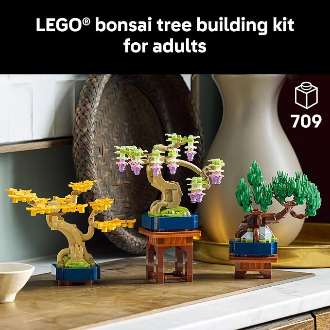 LEGO Botanicals Mini Bonsai Trees Building Set - Artificial Bonsai Tree Building Blocks for Adults, 18+ - DIY Home and Office Decor for Men and Women - Gift for Adults - 10373