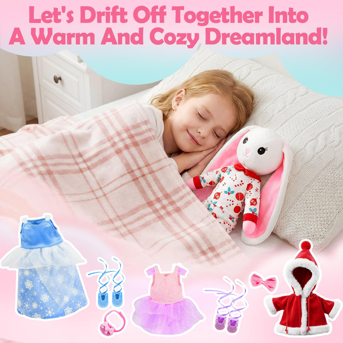 Ballerina Bunny Doll, Ballet Stuffed Animal Dress Up Toys for Girls 3-8