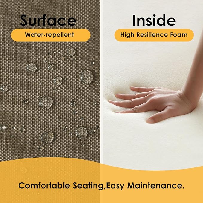 Outdoor Sunbrella Square Corner Seat Cushion, 19"x19"x3", Set of 4, Non Slip Seat Cushion Pads with Removable Cover for Patio Furniture, Garden Yard Lawn, Specrtum Caribou