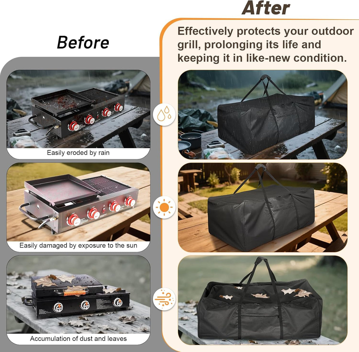 Kingling Universal Grill Carry Bag Fits for Blackstone 1860 Gas Grill & GD4002T Grill Heavy-Duty Carrying Storage Bag Grill Covers for Portable Propane Tabletop Grills BBQ Cover - 42"L x 25"W x 15"H
