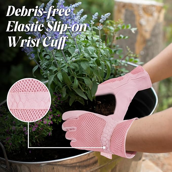 HANDLANDY Women Safety Work Gloves Utility Touch Screen Working Grip Glove for Yardwork Gardening Breathable Mechanic Gloves