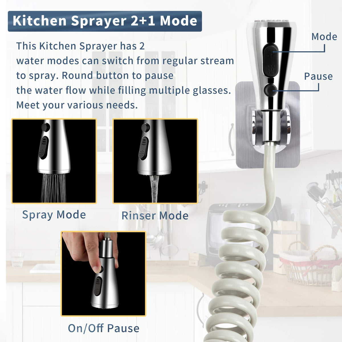 CECEFIN Kitchen Sink Sprayer Hose Attachment for Faucet, 79" Recoil Hose