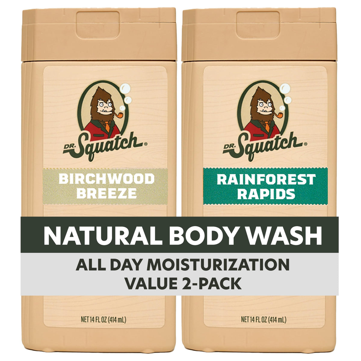 Dr. Squatch Natural Men's Body Wash, Moisturizing Shower Gel (14oz, 2-Pack)