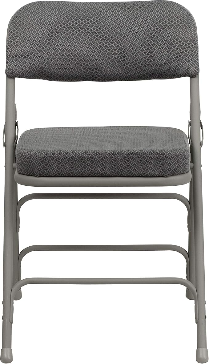 Flash Furniture Hercules Series Metal Folding Chairs with Cushioned Seat, Fabric Upholstered Event Chairs with 300-lb. Static Weight Capacity, Set of 4, Gray