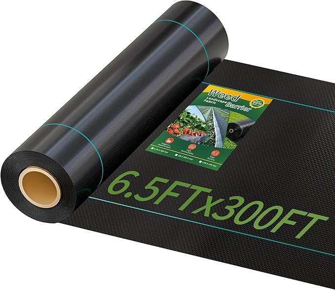 6.5ftx300ft Weed Barrier Landscape Fabric Heavy Duty, Premiun 3oz Garden Geotextile Fabric, Outdoor Weed Blocker Landscaping Fabric, for Driveway Mats, Erosion Control, Ground Cover Weed Barrier