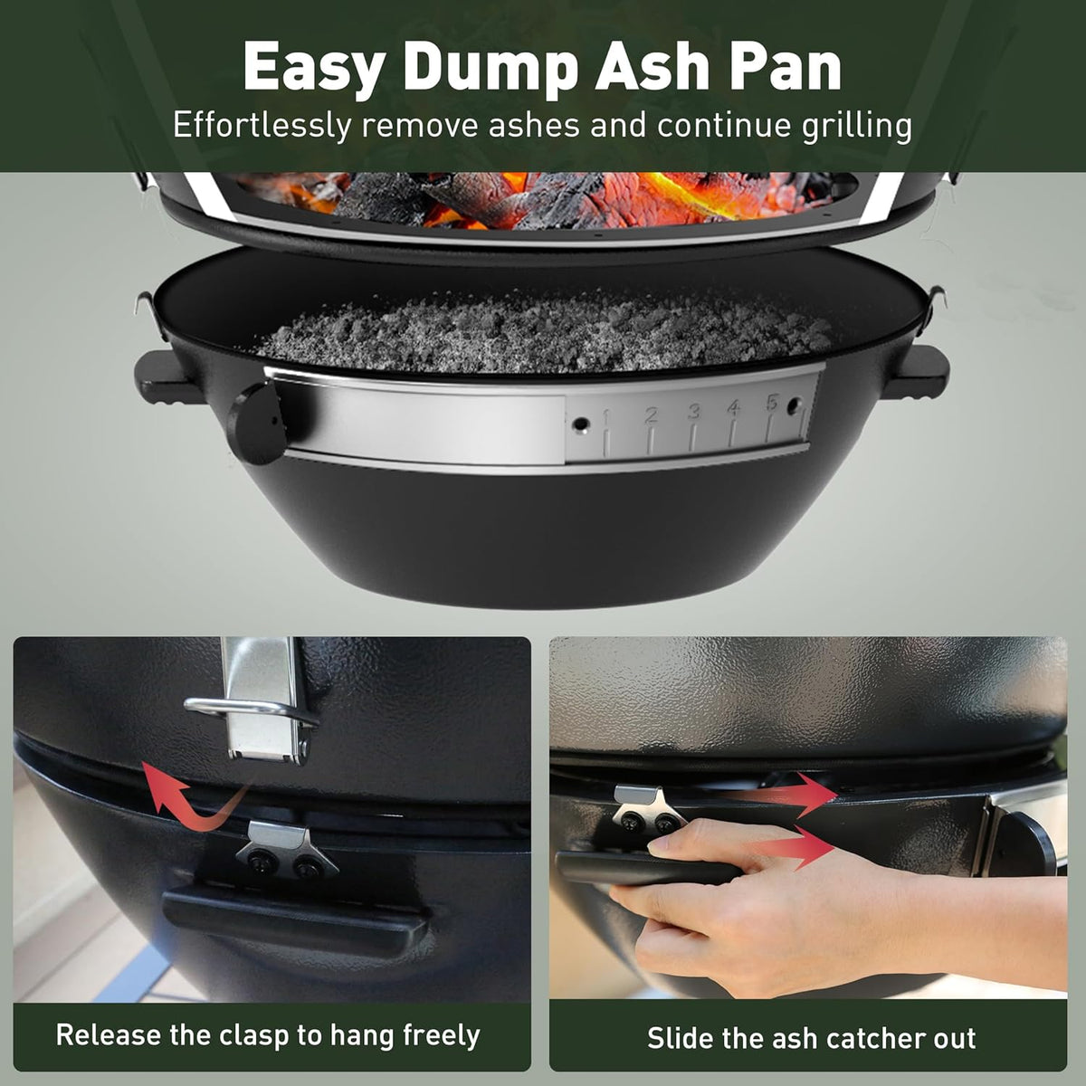 Brand-Man RODEO Steel Kamado Charcoal Grill & Smoker - 22" Cast Iron Grates, Grilling Basket, Large Prep Table Cart, Ideal for Outdoor Cooking
