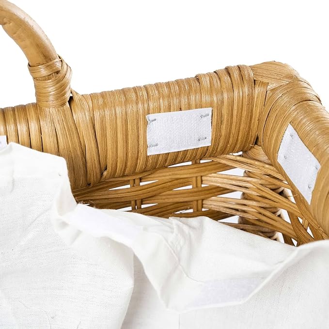 The Basket Lady Lift-Off Lid Wicker Storage Basket, Medium, 20 in L x 15 in W x 14 in H, Sandstone