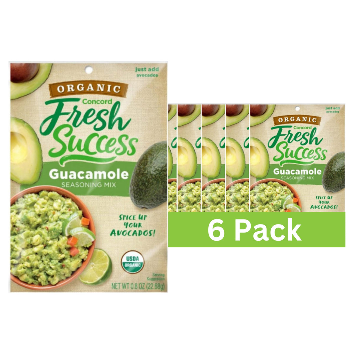 Concord Foods Organic Guacamole Mix, Just Add Avocados for Perfect Homemade Dip, Ideal for Parties, BBQs & Taco Nights, Pure Taste Seasoning, 0.8 oz