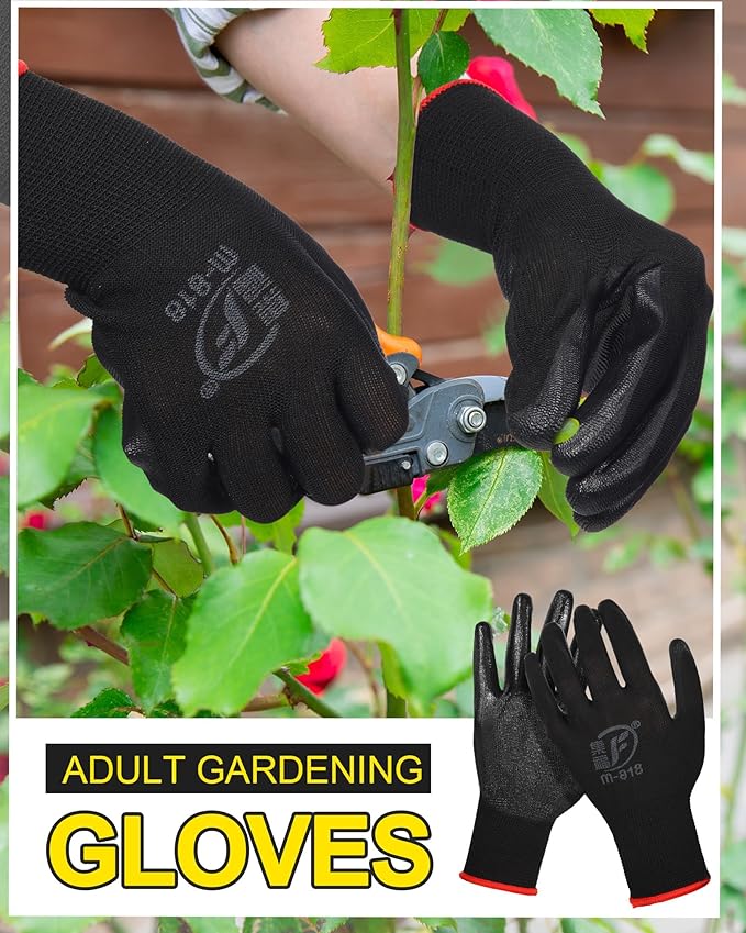 Nuogo 48 Pairs Gardening Gloves for Men Women Rubber Coated Safety Work Gloves Bulk for Gardening Construction Work