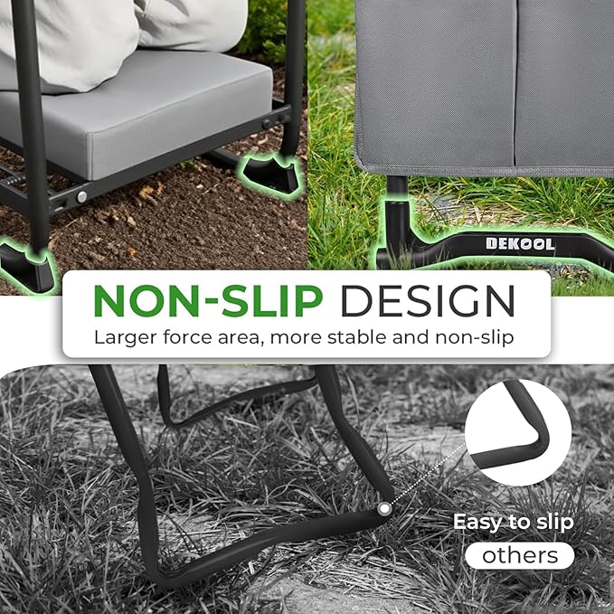 Garden Kneeler and Seat with Upgraded Wide & 3" Thick Kneeling Pad, Heavy Duty Garden Stool with 2 Large Tool Bags, Portable Bench for Planting, Weeding, Gardening Gifts for Women, Men, Seniors