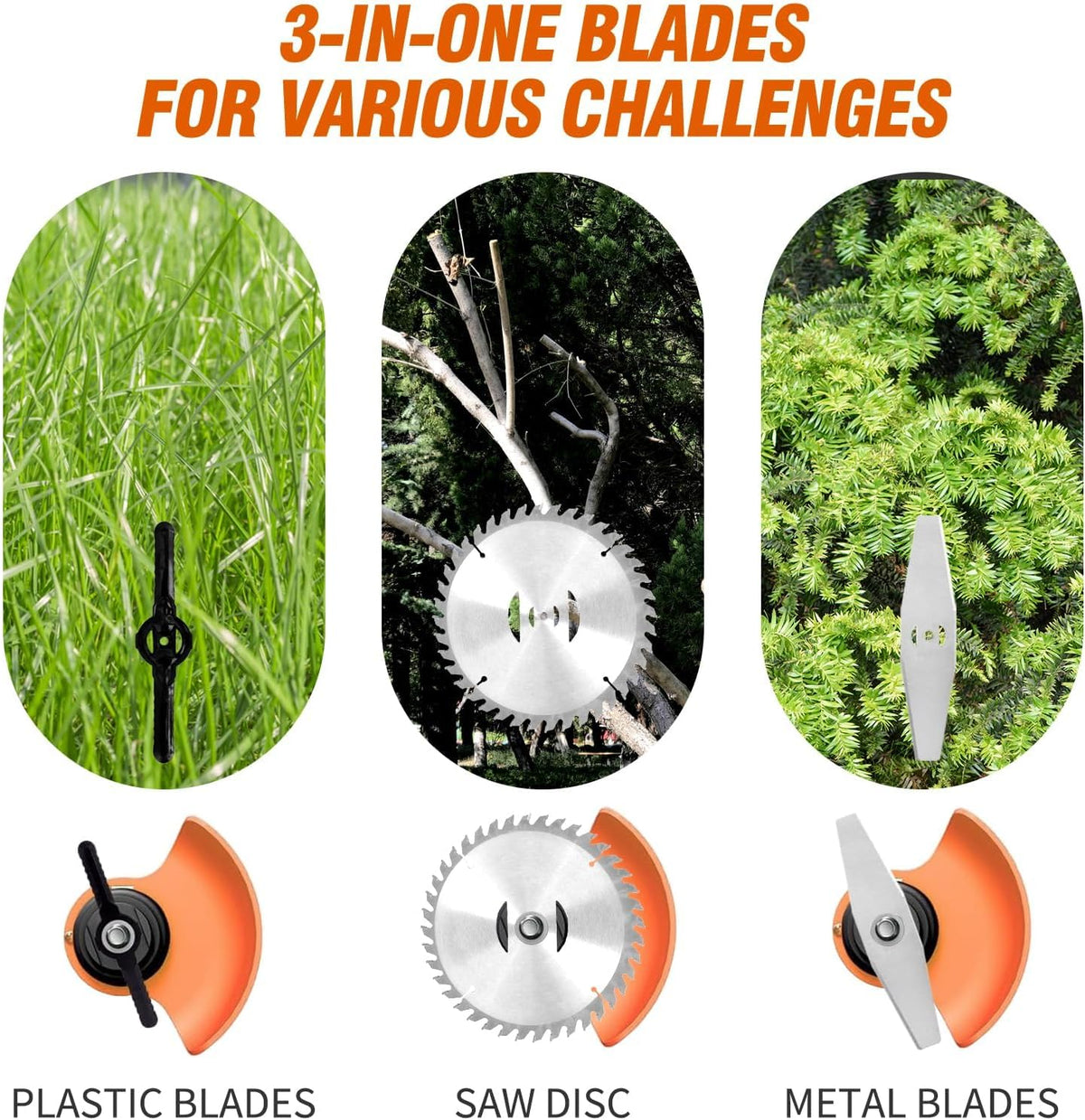 ALSO GO 21V Electric Weed Eater with Wheels,Cordless Battery Weed Wacker with Charger, 3 in 1 Brush Cutter/String Trimmer/Grass Trimmer/Lawn Mower,Edger for Garden and Yard Lawn,2 Batteries Include